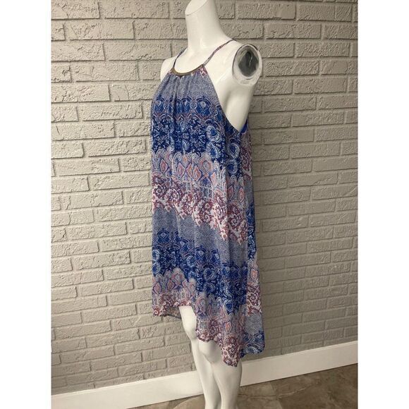 Almost Famous Multi Color Halter Dress With Gold Tone Hardware Size XL - Picture 3 of 9